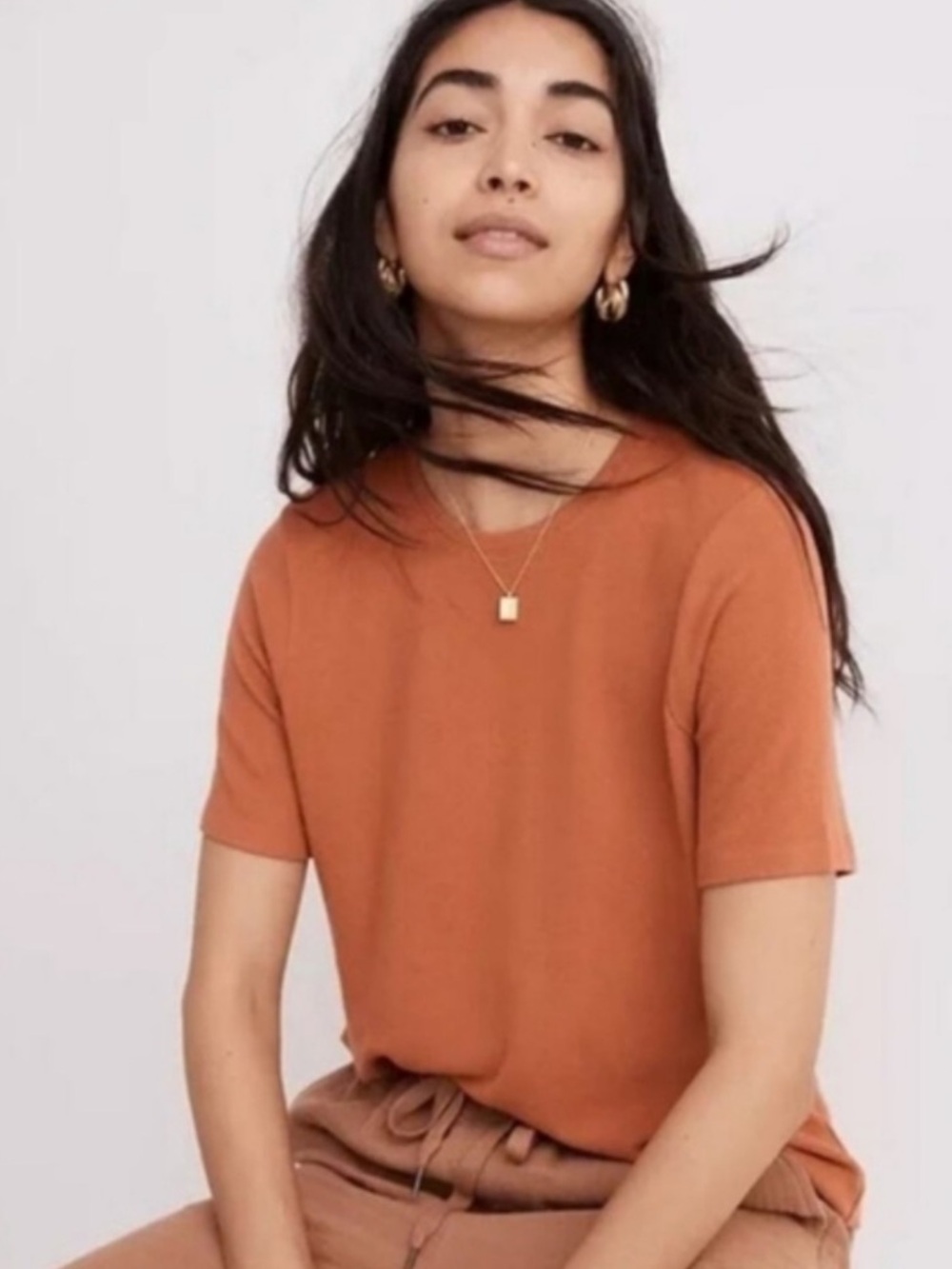 Madewell Short-Sleeve Crewneck Tee — Rust Orange XL